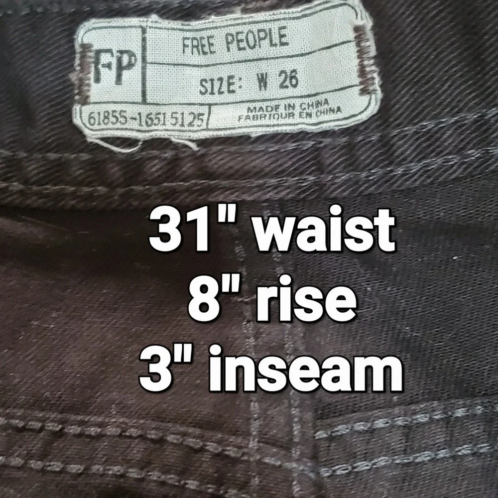 Free People Black Distressed Denim Micro Shorts Grunge Boho Hippie 31x3 Size 26‎